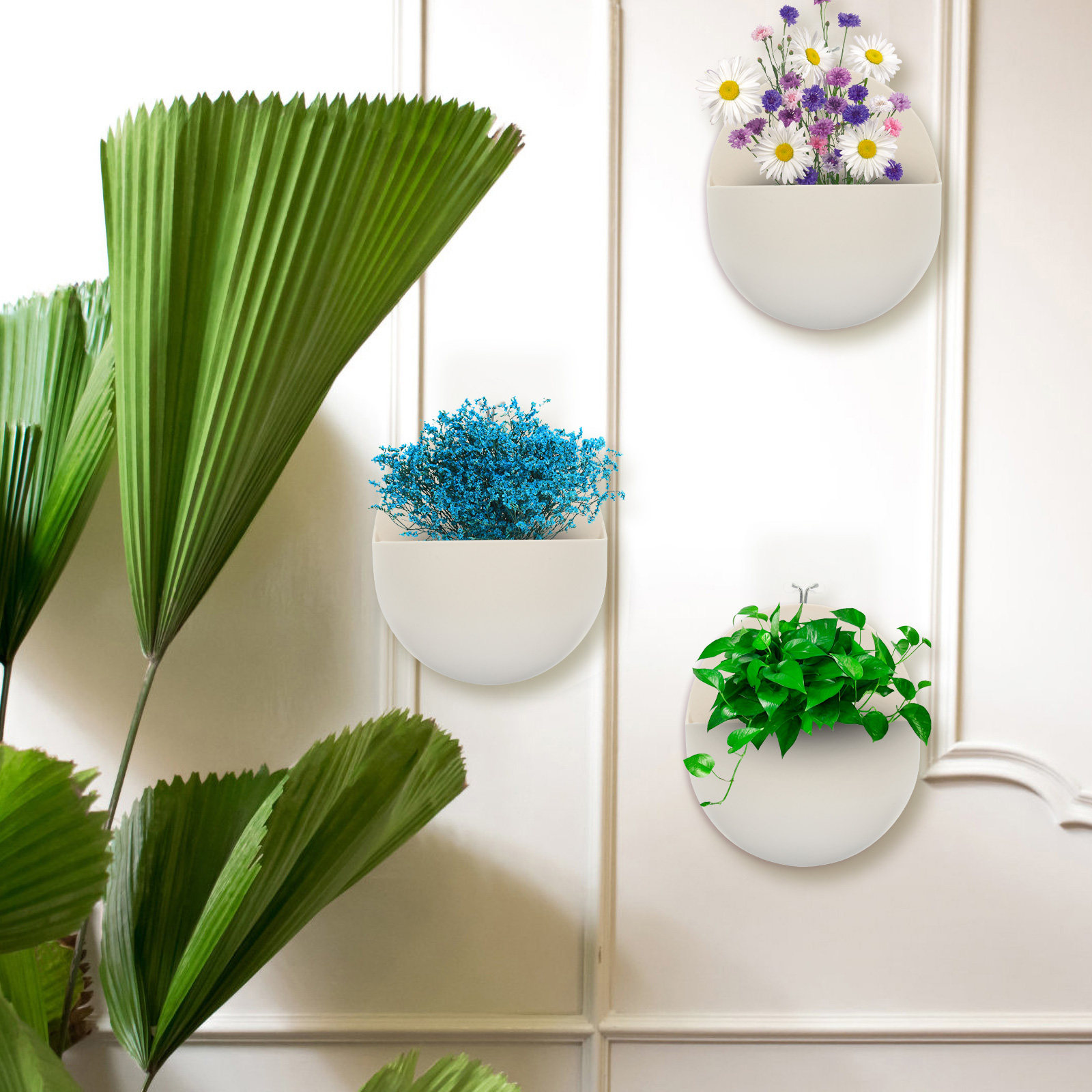 Vertical Planter - 4 stuks balkonplantenbakken, plastic hangpotten, halvemaanvormige